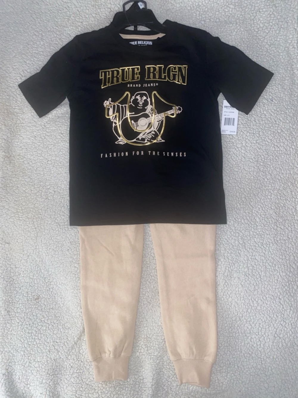 True Religion Black Tee with White Logo